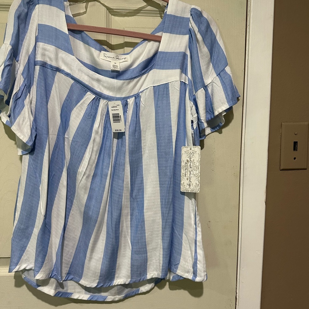 French Laundry Blue and White Striped Blouse